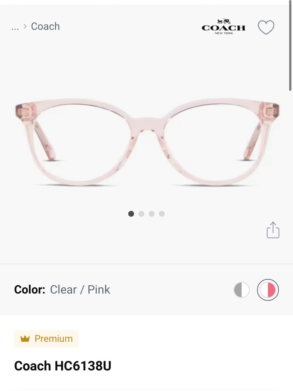 Coach HC6138U Transparent Pink Women's glasses frames and case